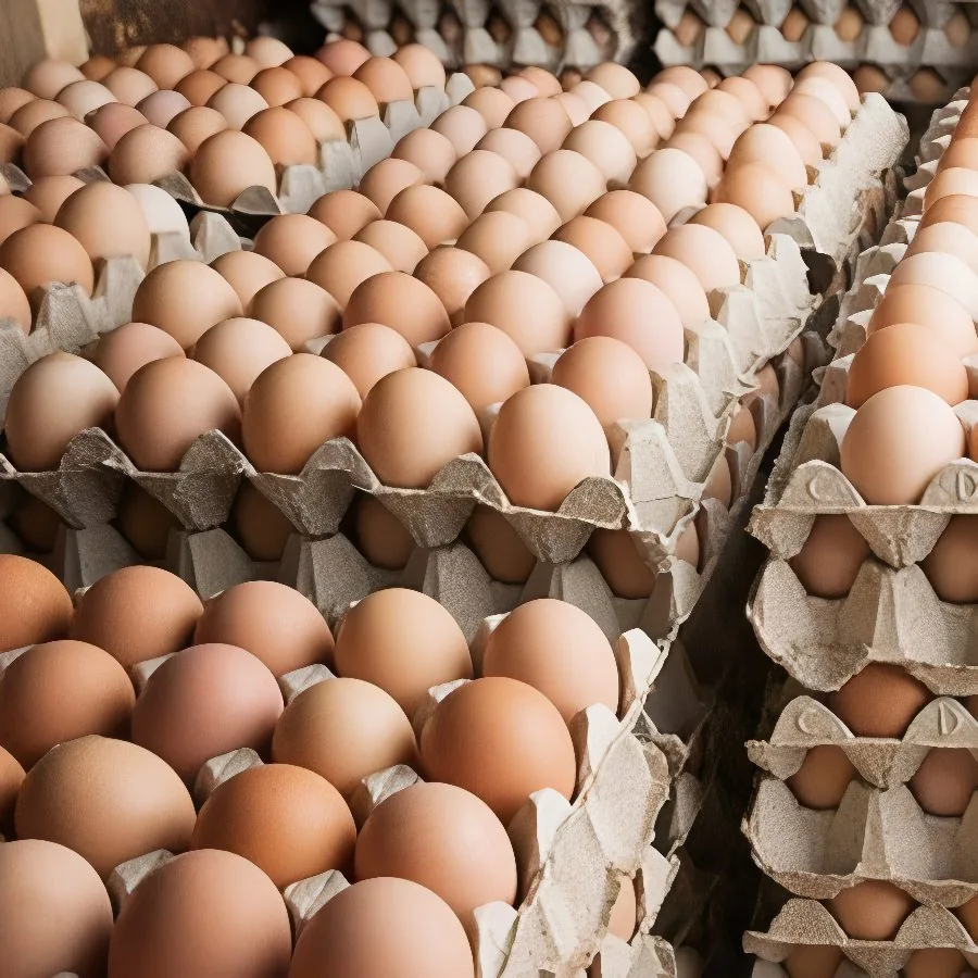 Crate of fresh brown eggs